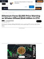Ethereum Faces $2,000 Price Warning as Whales Offload $348 Million in ETH - U.Today