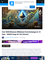 Over 900K Ethereum Withdrawn From Exchanges In 10 Days – Bullish Surge On The Horizon? | Bitcoinist.com