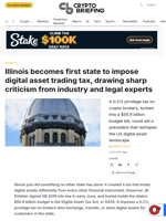 Illinois becomes first state to impose digital asset trading tax, drawing sharp criticism from industry and legal experts