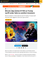 Bitcoin Drops To Three-Week Low On Trump Tariff Order