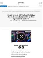 Pundit Says All XRP Haters Would Buy Top to Become Exit Liquidity as They Ignored XRP Under $1