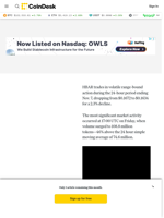 HBAR Edges Lower 2.3% to $0.164 Amid Bearish Outlook