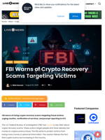 FBI Warns of Crypto Recovery Scams Targeting Victims | Live Bitcoin News