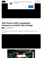 XRP Prints 1,475% Liquidation Imbalance as Bulls Take Charge - U.Today