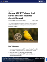 Canary XRP ETF clears final hurdle ahead of expected debut this week