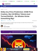 Shiba Inu Price Prediction: SHIB Price Crashes, But 26 Billion Tokens Just Turned Bullish – Do Whales Know Something Big?