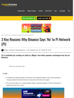 3 Key Reasons Why Binance Says 'No' to Pi Network (PI)
