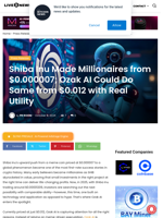 Shiba Inu Made Millionaires from $0.000007; Ozak AI Could Do Same from $0.012 with Real Utility | Live Bitcoin News