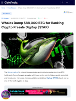 Whales Dump $88,000 BTC for Banking Crypto Presale Digitap ($TAP)