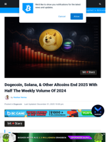 Dogecoin, Solana, & Other Altcoins End 2025 With
Half The Weekly Volume Of 2024
