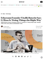 Ethereum Founder Vitalik Buterin Says L2 Base Is ‘Doing Things the Right Way’ - Decrypt