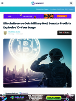 Bitcoin Reserve Gets Military Nod, Senator Predicts Explosive 10-Year Surge