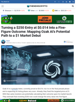 Turning a $250 Entry at $0.014 Into a Five-Figure Outcome: Mapping Ozak AI’s Potential Path to a $1 Market Debut