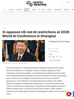 Xi opposes US-led AI restrictions at 2026 World AI Conference in Shanghai