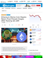 Ethereum Meme Coin Pepeto Nears Final Presale Stages After Raising $6.18M