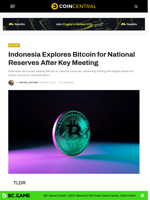 Indonesia Explores Bitcoin for National Reserves After Key Meeting - CoinCentral