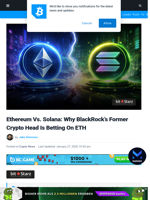 Ethereum Vs. Solana: BlackRock’s Ex-Crypto Head Is Betting On ETH