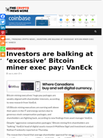 Investors are balking at ‘excessive’ Bitcoin miner exec pay: VanEck - The Crypto News Wire