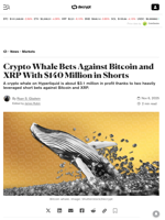 Crypto Whale Bets Against Bitcoin and XRP With $140 Million in Shorts - Decrypt