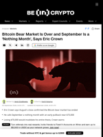 Bitcoin Bear Market Is Over and September Is a ‘Nothing Month', Says Eric Crown