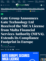 Gate Group Announces Gate Technology Ltd Received the MiCA License from Malta Financial Services Authority (MFSA),  Extends its Compliance Footprint in Europe - Crypto Daily