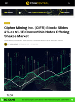 Cipher Mining Inc. (CIFR) Stock: Slides 4% as $1.1B Convertible Notes Offering Shakes Market