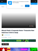 Bitcoin Finds A Corporate Home—Treasuries Now Hold Over $100-B: Study