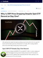 Why Is XRP Price Dropping Despite Spot ETF Record on Day One?