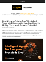 Unstaked vs Tron vs Hedera (HBAR): Which Is the Best Crypto Coin to Buy in 2025?