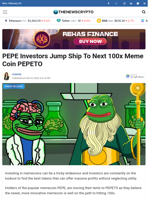 PEPE Investors Jump Ship To Next 100x Meme Coin PEPETO