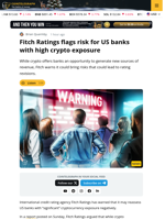 Fitch Ratings Warns It Could Downgrade Banks With Large Crypto Exposure