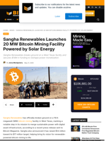 Sangha Renewables Launches 20 MW Bitcoin Mining Facility Powered By Solar Energy