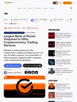 Largest Bank of Russia Prepared to Offer Cryptocurrency Trading Services