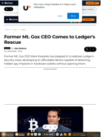Former Mt. Gox CEO Comes to Ledger's Rescue - U.Today