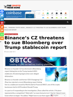 Binance’s CZ threatens to sue Bloomberg over Trump stablecoin report - The Crypto News Wire