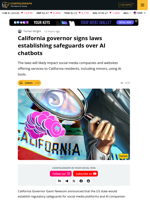 California Governor Signs Laws Establishing Safeguards over AI Chatbots