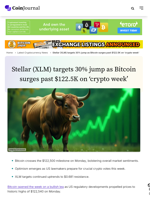 Bitcoin crosses $122.5K; Stellar (XLM) price set to jump 30%