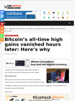 Bitcoin’s all-time high gains vanished hours later: Here’s why - The Crypto News Wire