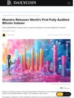 Maestro Releases World’s First Fully Audited Bitcoin Indexer  - DailyCoin