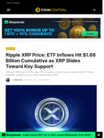 Ripple XRP Price: ETF Inflows Hit $1.68 Billion Cumulative as XRP Slides Toward Key Support - CoinCentral