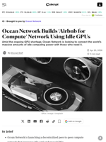 Ocean Network Builds ‘Airbnb for Compute’ Network Using Idle GPUs - Decrypt