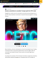 US Senate to consider Trump’s pick for CFTC chair