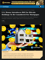 U.S. House Introduces Bill For Bitcoin Holdings in Mortgages