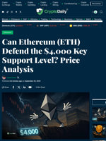 Can Ethereum (ETH) Defend the $4,000 Key Support Level? Price Analysis - Crypto Daily