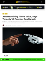 AI Is Redefining Time’s Value, Says Tenacity VC Founder Ben Narasin - CoinCentral