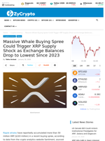 Massive Whale Buying Spree Could Trigger XRP Supply Shock as Exchange Balances Drop to Lowest Since 2023 ⋆ ZyCrypto