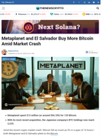 Metaplanet and El Salvador Buy More Bitcoin Amid Market Crash - TheNewsCrypto