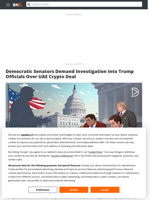 Democratic Senators Demand Investigation Into Trump Officials Over UAE Crypto Deal - Brave New Coin