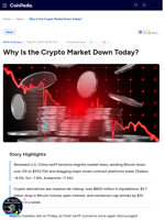 Why Is the Crypto Market Down Today?