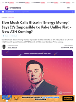 Elon Musk Calls Bitcoin “Energy Money,” Eyes ATH